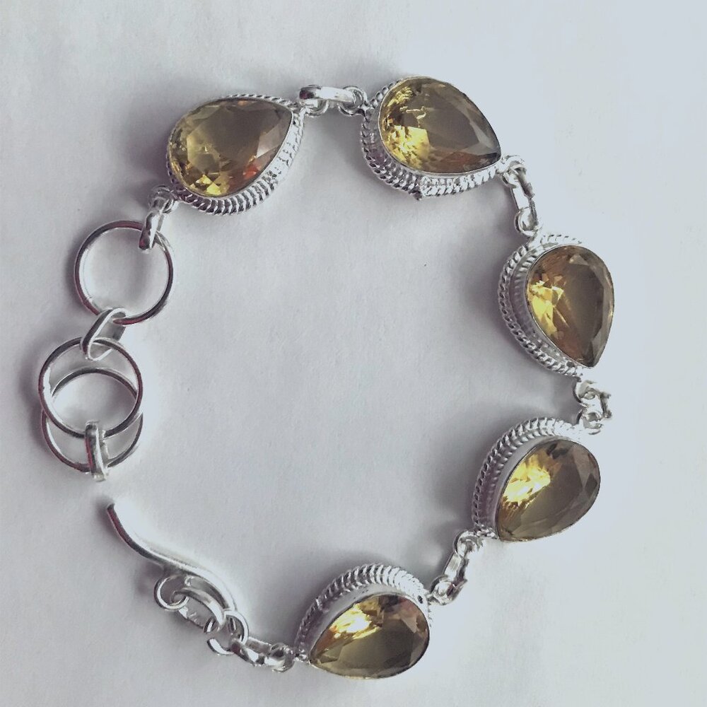 New Citrine in sterling silver bracelet  7-8"